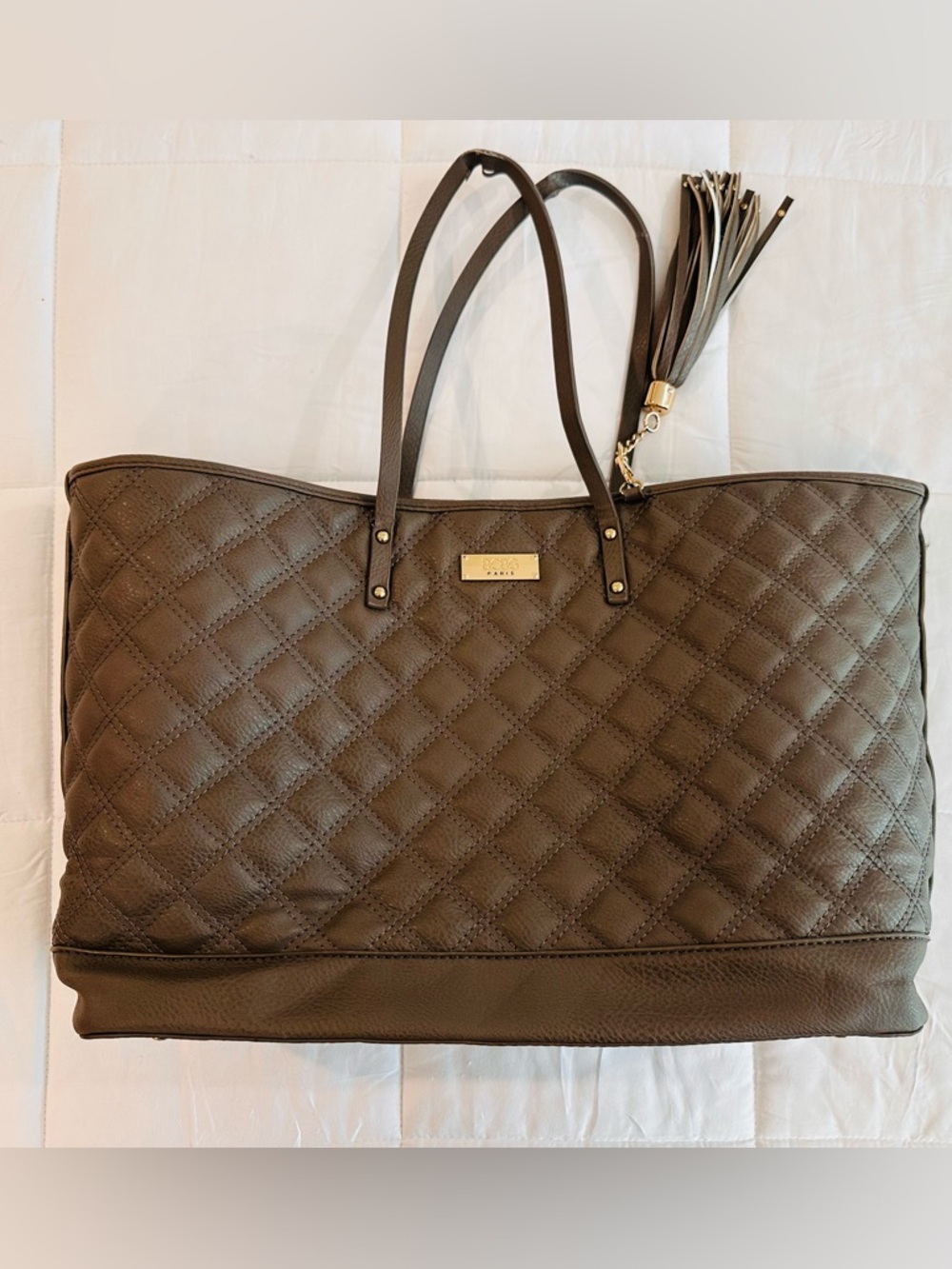 BCBG Quilted Tote in Dark Green